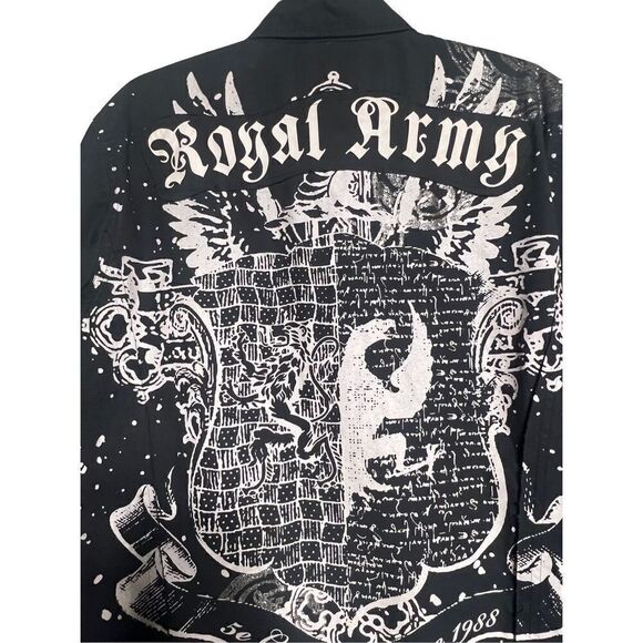 Royal Army Black Long Sleeve Button Up Shirt Size Large - Picture 5 of 7